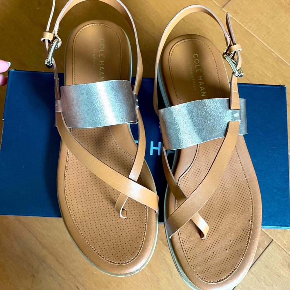 Cole Haan Light Brown/ Gold sandals 7.5